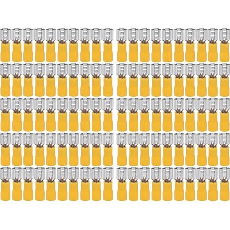 100 cosses femelles isolées à sertir pour fils électriques de section AWG 12-10 (4-6 mm²) (1/5)