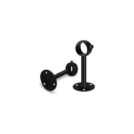 Jeu de 2 supports de tringle à rideau noirs robustes pour tringle de plafond, supports de tringle à rideau en acier inoxydable de 25 mm, supports de tringle à rideau pour penderie, penderie