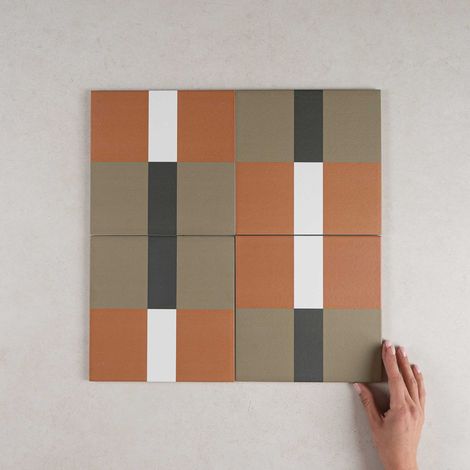 Carrelage grès cérame effet carreau ciment 20x20 cm marron – Mat – Application sol et mur – Boîte de 1 m²