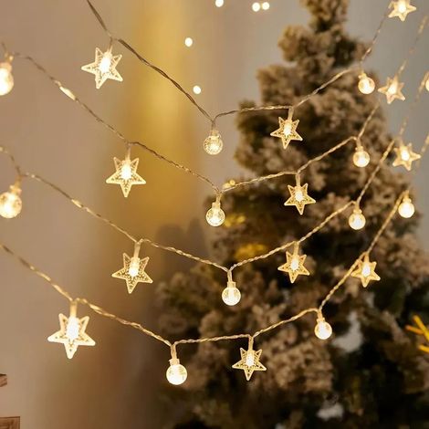 Guirnalda de luces LED en forma de estrella para exteriores, ideal para Navidad y como iluminación ambiental para tu tienda de campaña o toldo. 6 m, 40 L (1/5)