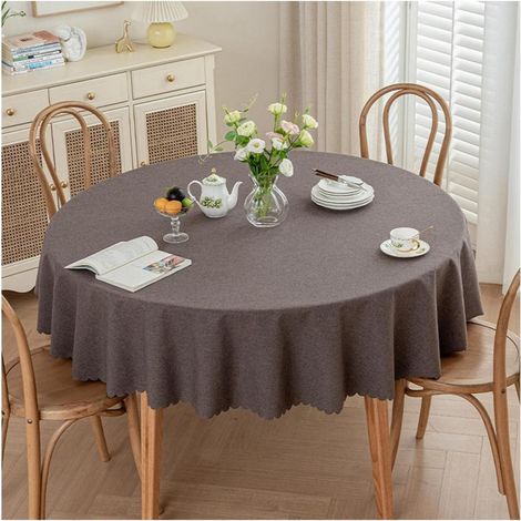 Nappe ronde 180 cm Marron foncé, antitache et imperméable
