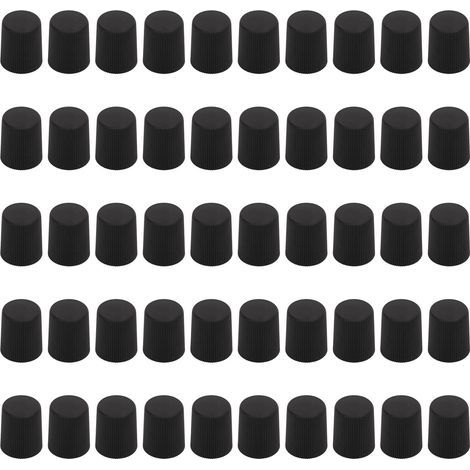UBEF Bouchons de Valve de Climatisation, Couvercle Anti-poussière de Valve de Voiture 50PCS Pièces de Rechange Résistantes aux Rayures pour la Modification du Véhicule (Le Noir). (1/5)