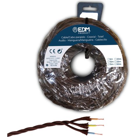 PARALELO TEXTIL TRENZADO 3x1,5mm MARRON 5m (1/2)