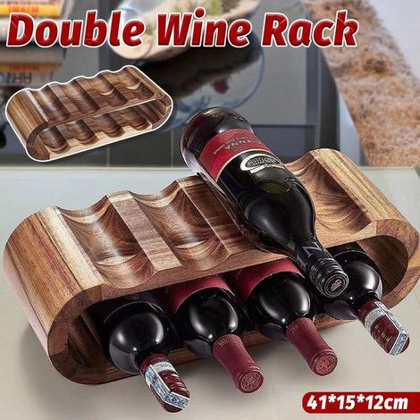 Présentoir à vin en bois à double niveau, porte-bouteilles de vin rouge, table, bar, cuisine 4,2(5) (1/5)
