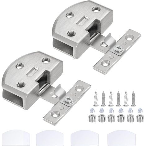Bisagra de aleación de zinc de 90 grados para puertas de vidrio, vitrinas, vinotecas y duchas, con tornillos para vidrio de 8-9 mm de grosor, 2 piezas (plateadas) (1/5)