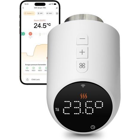 Tête Thermostatique Connectée et Intelligente,Vanne Thermostatique Radiateur WiFi,Programmable Thermostat Radiateur Compatible avec Tuya/Smart Life APP,Alexa/Google Home (1/5)