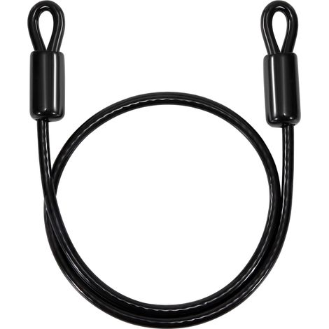 1 Câble antivol, acier galvanisé 8mm, longueur 1m, revêtement PVC noir, double œillet, pour vélo et bagages