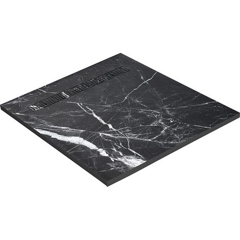 Receveur résine 120 x 120 cm imitation marbre noir - grille caniveau excentrée (1/5)