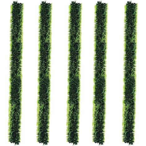 10M Guirlande de Noël,5 pcs Guirlande de Noël,Guirlande Tinsel Métallique de Noël,Guirlande de Sapin Artificiel,Guirlande de Noël pour intérieur/extérieur,pour escalier, cheminée (B) (1/2)