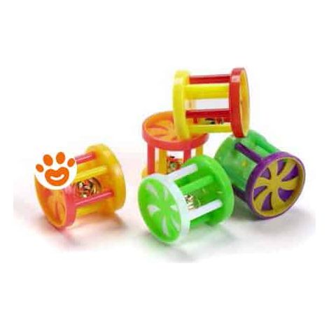 Leopet Cilindro in Plastica con Campanella (4x4 cm) - Confezione 1 Pezzo (Colori Assortiti) - Accessori