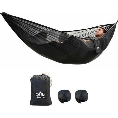 Hamac de camping Night Cat Outdoor : Hamac ultraléger XXL 1 personne – Léger et compact pour les voyages, le jardin et la forêt (1/5)