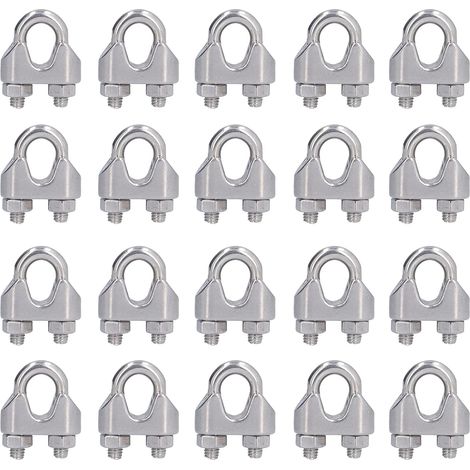Emballage de 20 m2 Câles de câble en câble en métal en acier inoxydable U Boulon Saddle Finders pour 1 Câbles de 16 pouces de diamètre Tente Hamac à la tyrolite Fixes spécialisées (M8(8mm)) (1/5)
