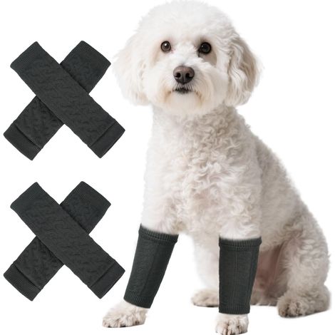 4 Pièces Genouillère pour Chien, Coude Protecteur, Protège-Coude, Recovery Sleeve, Protéger Les Articulations Et Genoux Chien, Empêchez Votre Animal De Lécher Et De Mordiller Vos Pattes(Bleu, M) (1/5)