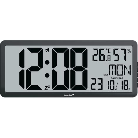 Levenhuk H80 Orologio-termometro Multifunzione Digitale con Termometro Igrometro Sveglia Calendario Schermo Grande Retroilluminato Alimentazione a Batteria colore Nero (1/4)