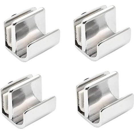 Set mit 4 Griffen für Glastüren, aus Zinklegierung, ohne Bohren, für Vitrinen, Schränke, Schubladen mit einer Dicke von 3 bis 5 mm. (1/4)