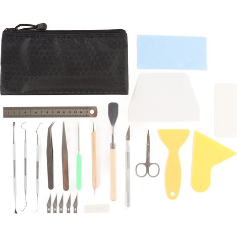 Kit de dépose de vinyle 22 pièces : règle pratique, stylo à graver, ciseaux, pince à épiler, crochet DIY pour accessoires de bricolage. (1/5)