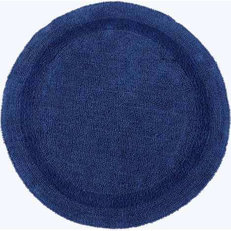 HOMESCAPES Tapis de bain rond en coton, 80 cm – Bleu marine (1/5)