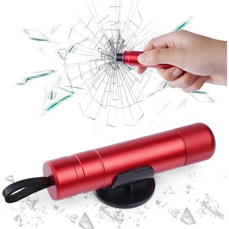 Marteau de sécurité automobile 2 en 1 avec coupe-ceinture, rouge (1/5)