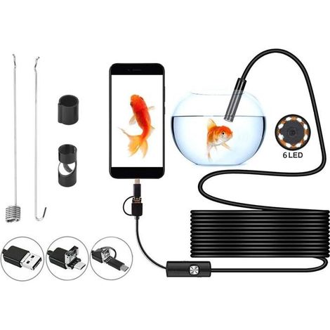 Caméra endoscopique HD étanche USB Type-C pour inspection de serpent Android 5M (1/5)