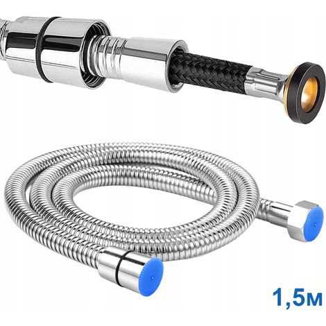 Verstärkter, geflochtener Duschschlauch, 150 cm, langlebig, verchromt (1/5)
