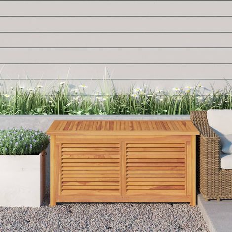 Boîte de rangement de jardin, Coffre de rangement Exterieur et sac 114x50x58 cm bois massif teck LKF72697 (1/5)