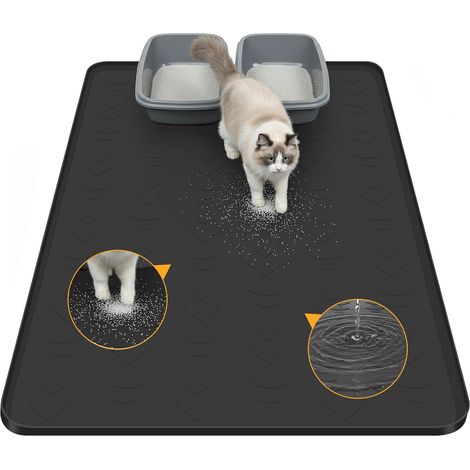 1 Tapis Litiere Chat, Silicone Alimentaire, Imperméable, Antidérapant, Pour Bac à Litière, Maison Multi-Chats