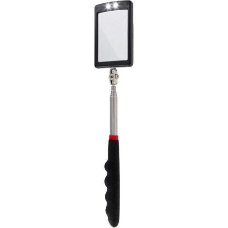 Miroir télescopique à LED ultra fin - Batterie incluse - Très clair - Extensible jusqu'à 88 cm - Double rotule - Poignée antidérapante, (1/5)