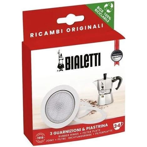 Bialetti Set de Juntas y Filtro de Aluminio para Cafetera Blanco