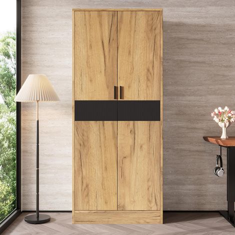 Armadio alto da ufficio 60 x 35 x 160 cm - mobile contenitore con ripiani regolabili, ante soft-close - stile moderno - legno truciolato - rovere (1/5)