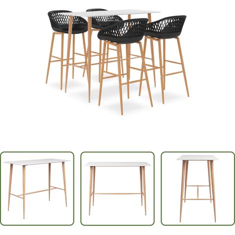 Tabouret de bar -  Ensemble de bar 5 pcs Blanc et noir (1/5)