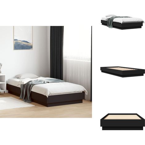 Cadre de lit sans matelas noir 100x200 cm bois d'ingénierie - Cadre De Lit - Lit Double - Lit Simple - Bois D'ingénierie - Lattes Robustes (1/5)
