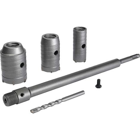 Scie cloche, jeu de scies cloches 30 mm, 40 mm et 50 mm, scie cloche à béton 350 mm SDS Plus à tige extensible et pointe en carbure de tungstène (1/5)