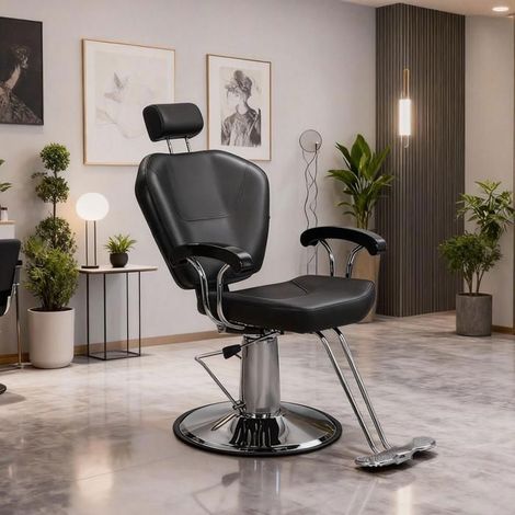 Fauteuil de barbier hydraulique – Hauteur réglable 106-118 cm – Dossier inclinable – Rotation 360° – Charge 150 kg – Home Nature Wohnkonzept (1/5)