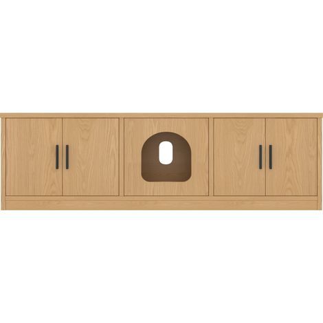 Armoire multifonctionnelle pour chats 140 x 40 x 45,5 cm avec griffoir intégré et ventilation - Meuble pour animaux pour couloir et entrée (1/5)