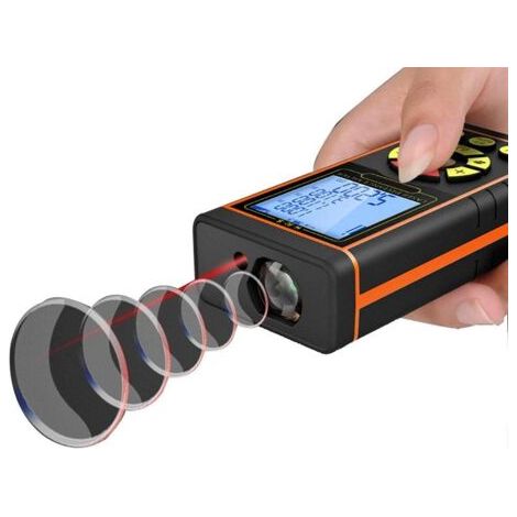 Télémètre laser portable 40 m/60 m/80 m/100 m, outil de mesure numérique avec poignée, niveau à bulle rétroéclairé, écran LCD 4 lignes et étui de transport, noir - 40 m