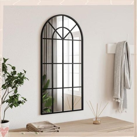 358625 Miroir mural noir 40x80 cm arche fer (1/5)