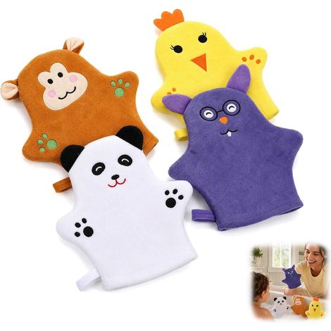 Gant Toilette Microfibre Gant Bain Lot 4 Gant Douche Animal (1/5)
