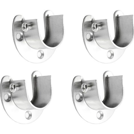 Support de Tringle en Acier, 4 Supports en acier Inoxydable avec vis, Pour Chambre, Salle de Bain 25mm (1/4)