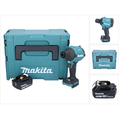 Makita DAS180T1J Souffleur à poussière sans fil 18V Brushless + 1x Batterie 5,0Ah + Coffret Makpac - sans chargeur