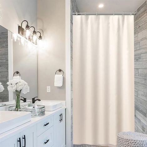 1 Rideau Douche, 90x180cm Gris Dégradé, Tissu Polyester Imperméable, Anti Moisissure, Salle de Bain avec Crochets