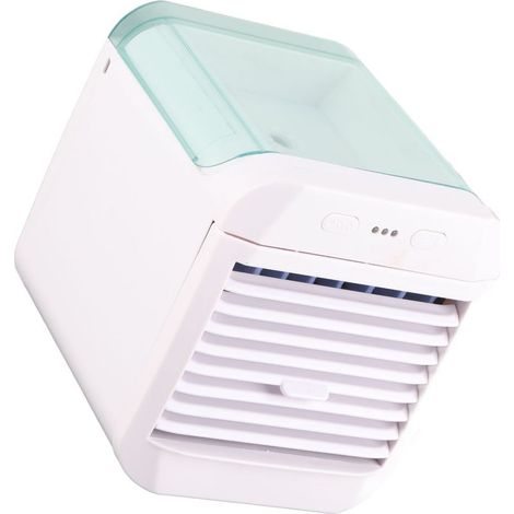 Climatiseur portable, mini ventilateur rafraîchissant, refroidisseur d'air, 3 vitesses de ventilation, humidificateur de bureau alimenté par USB, veilleuse, bleu (1/5)