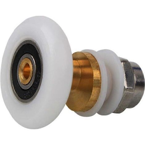 Roulettes de porte de douche, diamètre des roues : 27 mm, pour portes coulissantes en verre. Poulie de salle de bain compatible avec la plupart des cabines et parois de douche. (1/5)