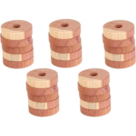 Beyamis Lot de 30 anneaux de cèdre 4x1cm, anneaux en bois de cèdre naturel pour placards, antimites et anti-odeurs, blocs de cèdre pour le rangement des vêtements (1/5)