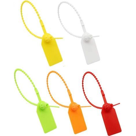 Etiquettes Serre Câbles, 100 Pcs Etiquettes Serre Câbles en Plastique, d'Étiquette Marque Autobloquante, pour Vêtements Chaussures Sacs à Main Logistique Transport Étiquettes (Différentes Couleurs) (1/4)