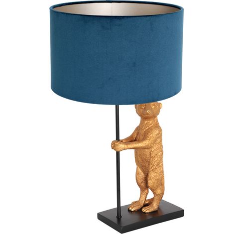 Tischleuchte Beistellleuchte Schirmlampe Erdmännchen gold Textil blau schwarz (1/4)