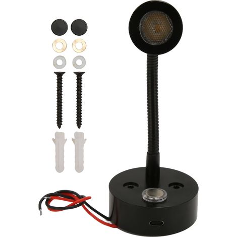 Lampe de chevet LED pour camping-car, USB Type C, 3 températures de couleur, interrupteur tactile à intensité variable, bonne dissipation de la chaleur, lampe de lecture antirouille pour bateau, camio