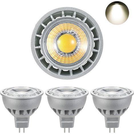 Lot de 4 ampoules LED MR16 - AC/DC - 12 V - 500 lm - Blanc naturel - 4000 K - Remplace les ampoules halogènes de 50 W - Pas de scintillement - Intensité variable - Angle [Classe énergétique B] (1/5)
