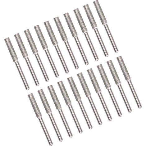 20 Pièces Tête de Meulage pour Affûtage de Chaîne de Tronçonneuse, Kit Accessoires avec Lime Rotative Argenté 4.8mm