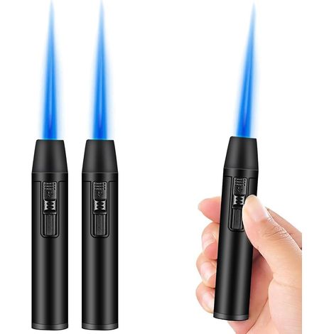 2 x Jet Flame Lighters: Refillable Gas Storm Lighter (Sold without Gas, 11 x 1.8 cm) (1/5)