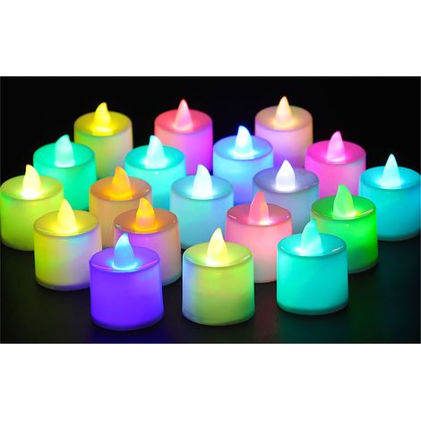 Bougies LED électroniques avec piles intégrées, couleur aléatoire, changement de couleur multicolore, livrées avec batterie. (1/5)
